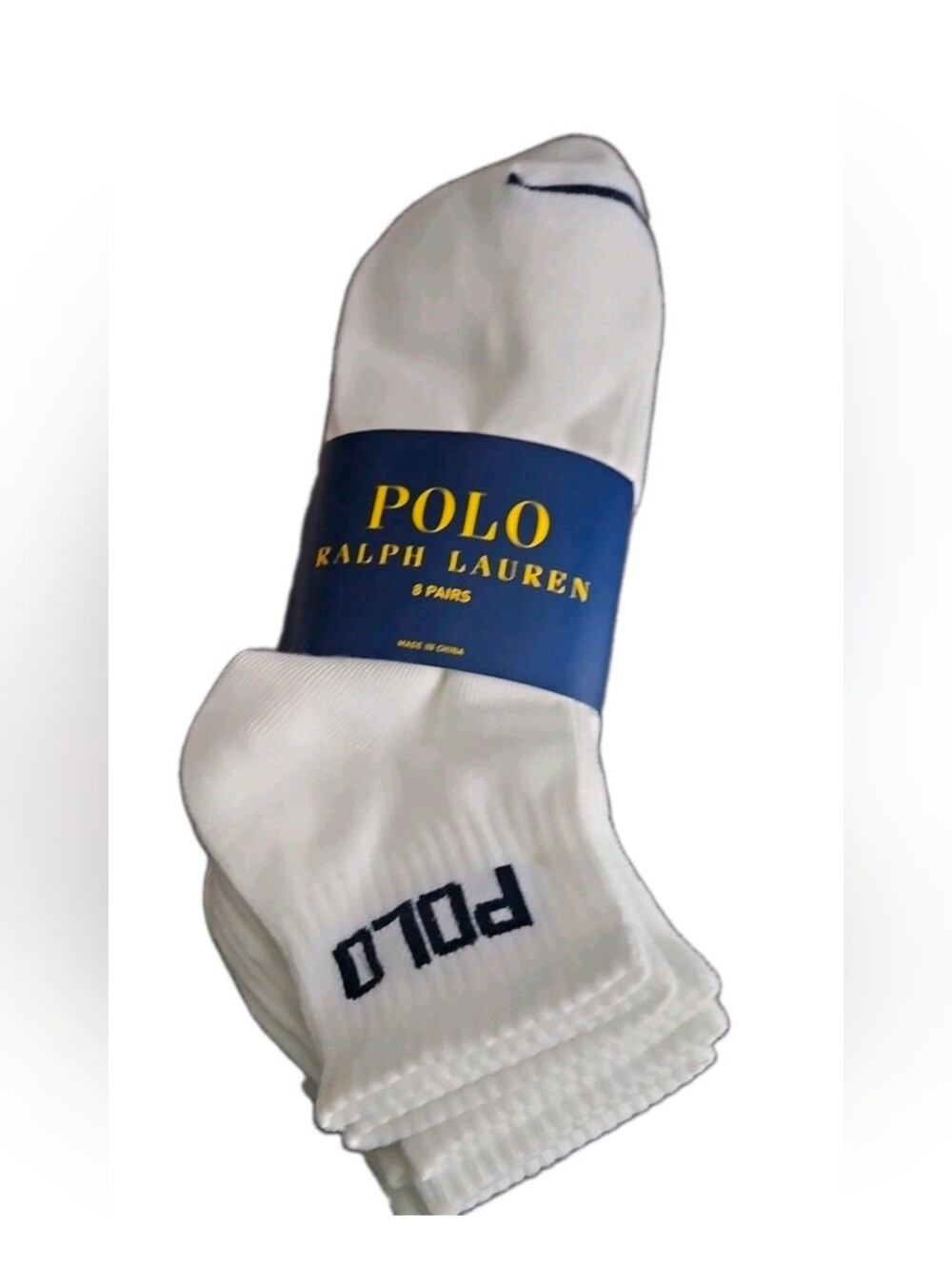 Polo Ralph Lauren 8 Pack Mens Low Cut Ankle Socks in White Sock Size 10-13